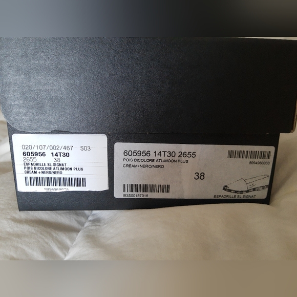 Nwt. Saint Laurent signature espadrilles cream and black pokadots W/Box - Picture 3 of 13